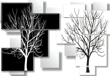siyah beyaz ağaçlar dikdörtgenler…